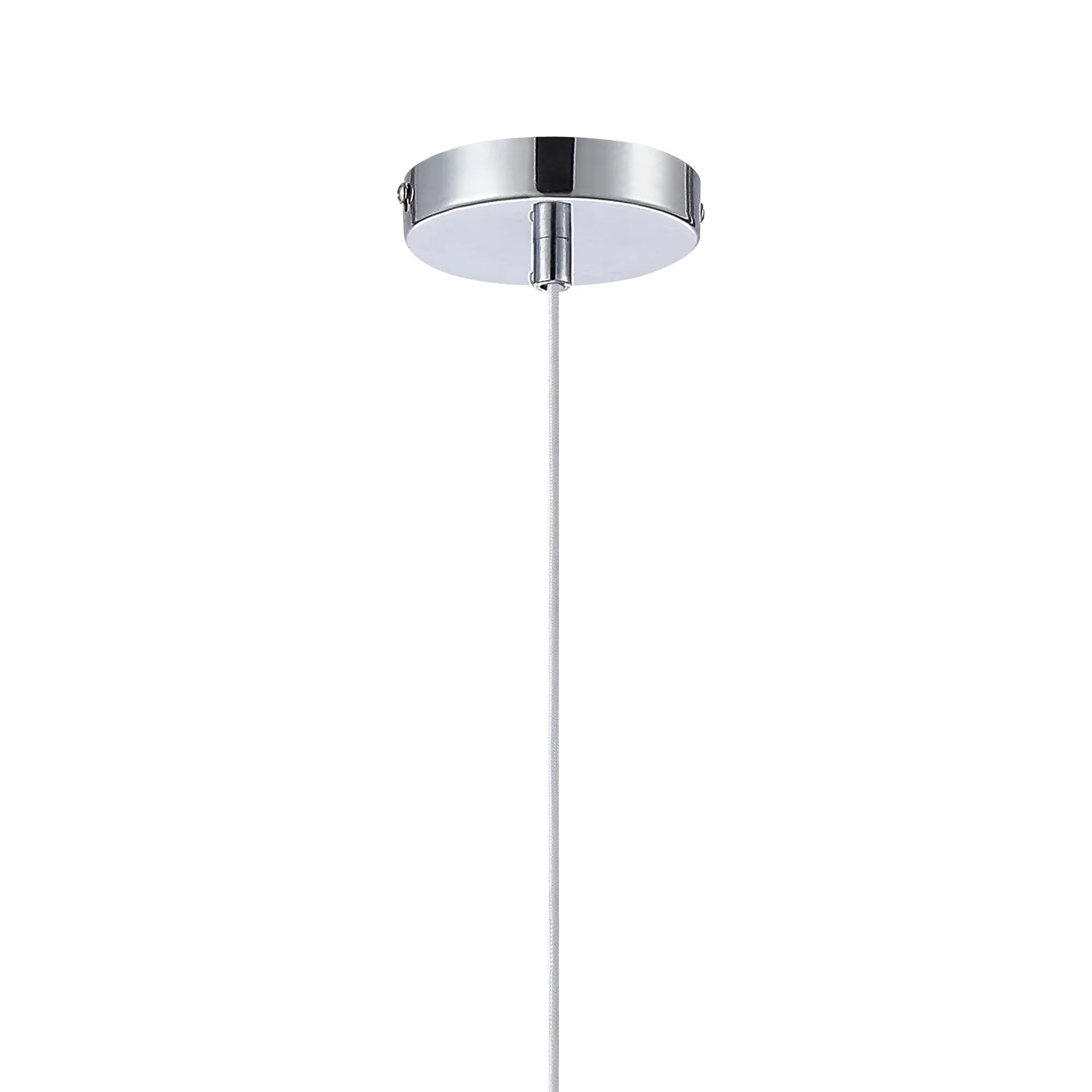Cawdor Single Pendant, 1 Light E27, Polished Chrome/White/Clear Dimple Glass DK1136  Deco Cawdor